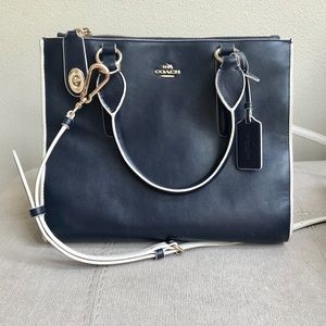 Coach Midsize Navy purse with Crossover Strap